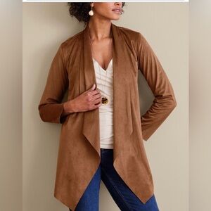 Soft Surroundings Shape Drape Faux Suede Jacket